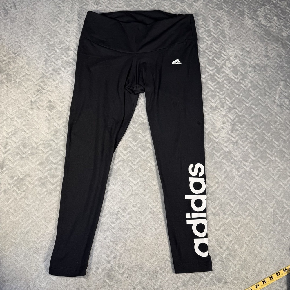 Adidas Women Essentials Linear Logo Leggings 2X Plus Size Black Yoga Pants Tight